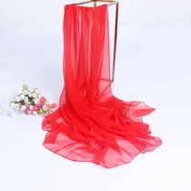 Big red silk scarf scarf women solid color dance dress scarf shawl long sunscreen beach towel air conditioning Jin