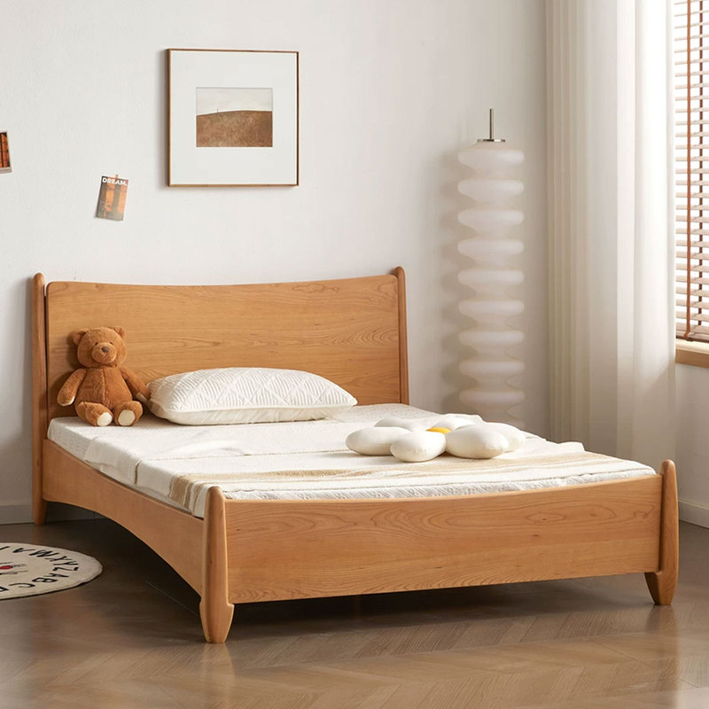 North American Cherry Wood Moonlight Children's Bed Nordic Solid Wood Boys and Girls Bed Natural Hard Maple Children's Room Single Bed