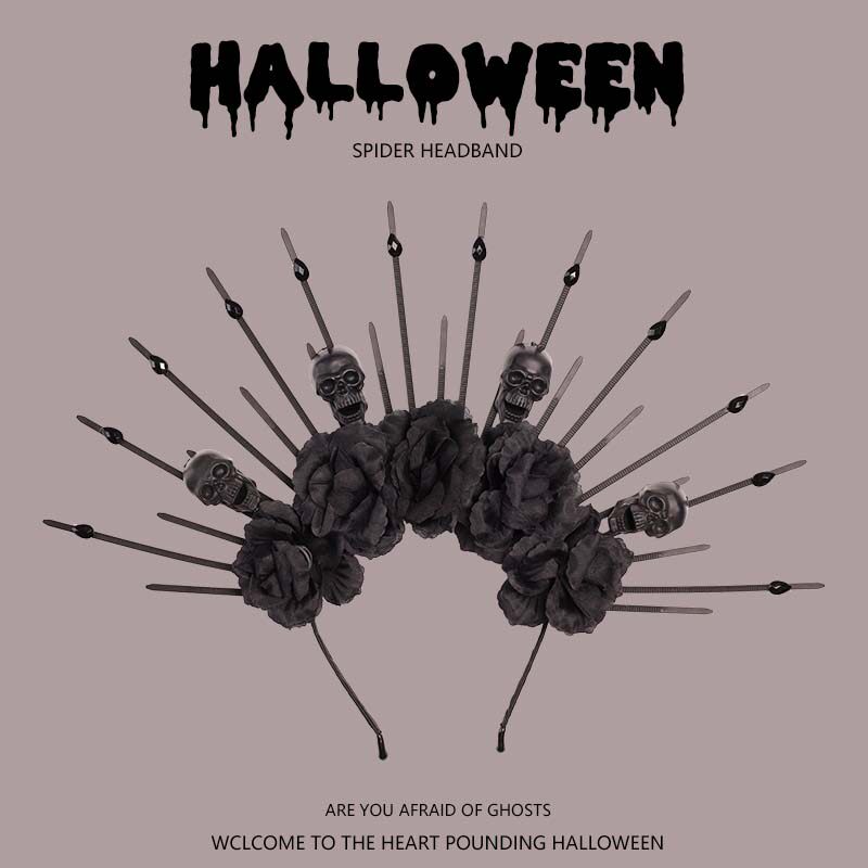 Halloween New Skull Cable Hairband Costume Accessories Dark Gothic Queen Cosplay Party Headwear Headband