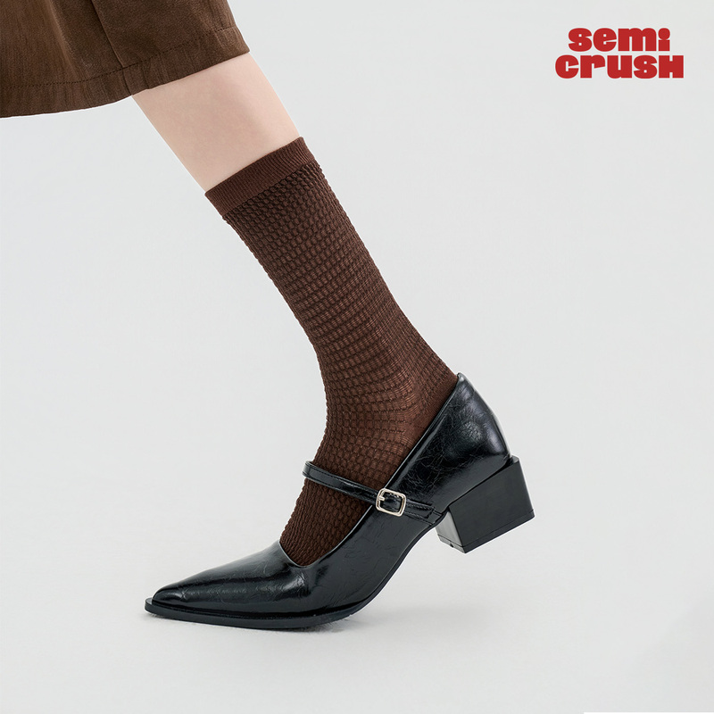 Semicrush Thin Jacquard High-Elastic Retro Mushroom Mid-Calf Socks Semicrush Thin Jacquard High-Elastic Retro Mushroom Mid-Calf Socks