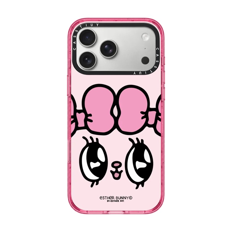 Co-Branded Esther Bunny Big-Eyed Cute Rabbit Case Suitable for iPhone 17 Pro, Apple 16 Pro Max, Shockproof Protective Case with Magnetic Attachment, Celebrity Style Pink Bunny Casstiuy Phone Case
