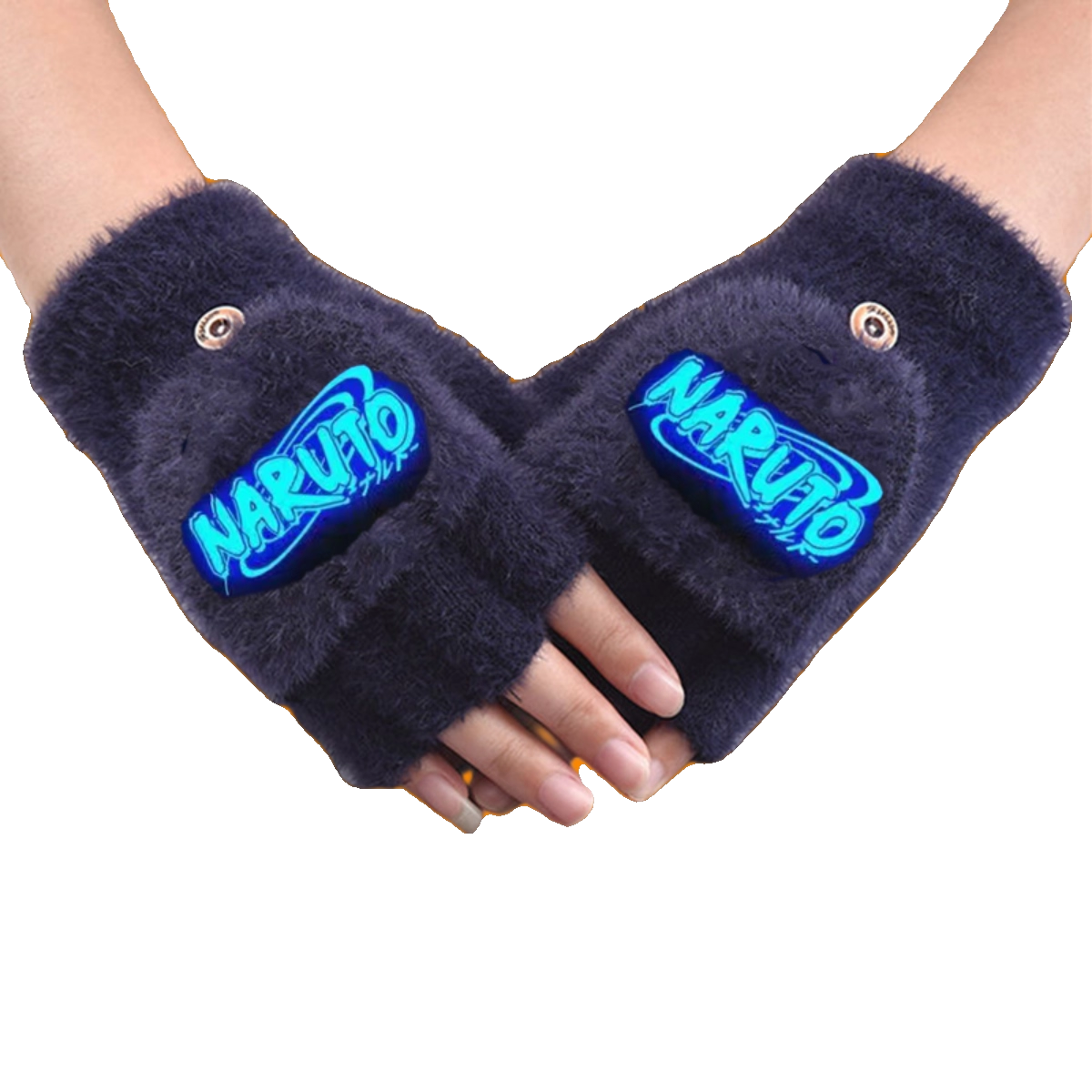 Student Warm Children's Gloves for Ages 6 to 18, Half-Finger Gloves, Stylish and Cool Ninja Flip-Top Gloves, Velvet Jiahao