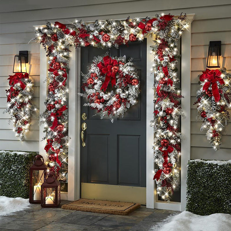 Christmas Decorations 40cm Wreath Door Hanging Water Drop Hanging Tree Set Flocked Artificial Fireproof Vine Ornaments Christmas Decorations 40cm Wreath Door Hanging Water Drop Hanging Tree Set Flocked Artificial Fireproof Vine Ornaments