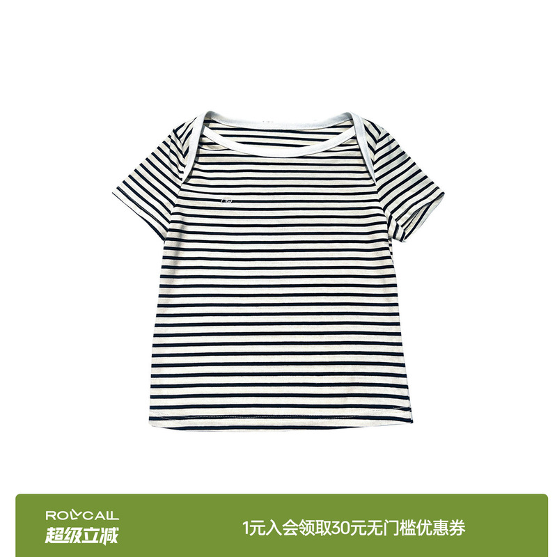 Rollcall Boat Neck Top with Multi-Colored Stripes, Regular Shoulder Short-Sleeve Versatile T-Shirt