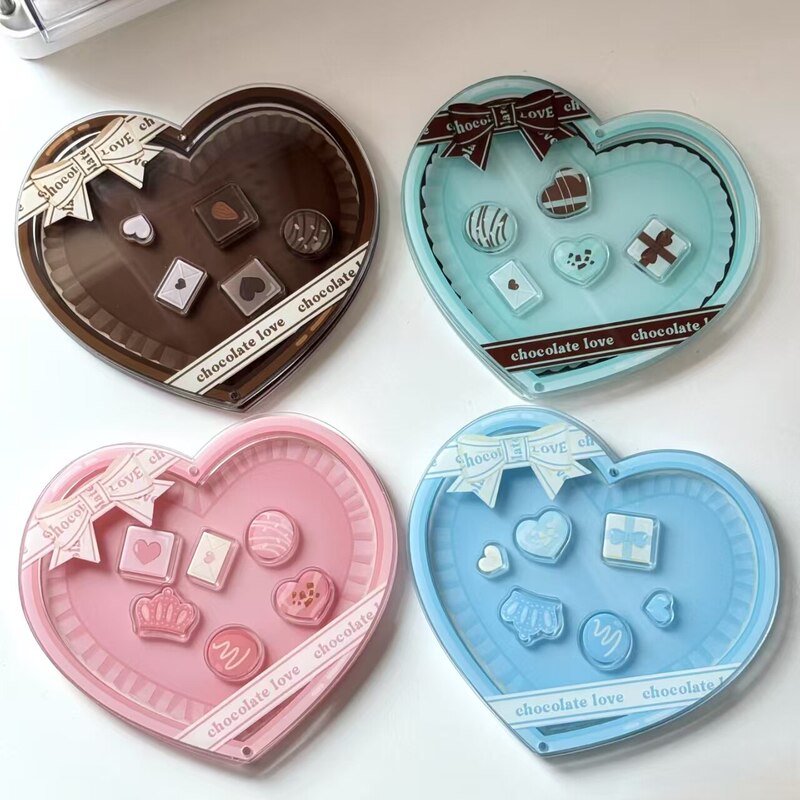 New Heart-Shaped Chocolate Display Stand Acrylic Badge Holder Creative Badge Colorful Heart-Shaped Storage Ornament