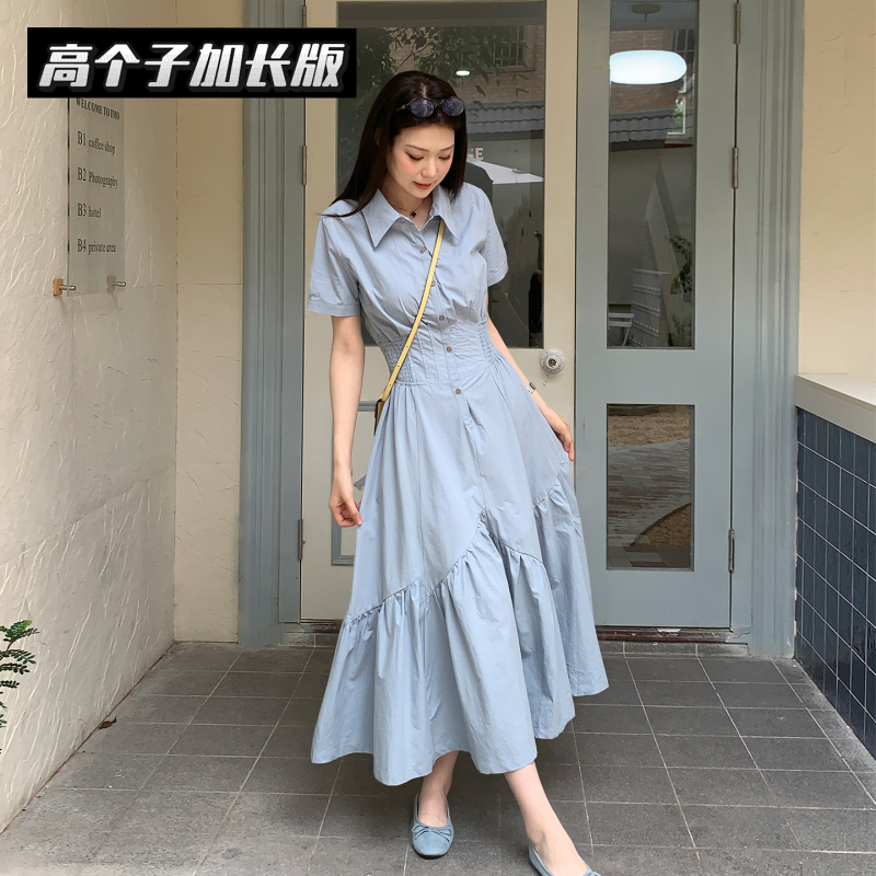 Intellectual Style: Chic, Long, Cool, Waist-Cinching, Elegant French Retro Shirt Collar Dress for Women
