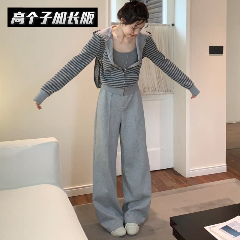 3D Trendy Pants, Gray Casual Sports Loose Fit, Slimming, Versatile Wide-Leg Pants for Tall Women 3D Trendy Pants, Gray Casual Sports Loose Fit, Slimming, Versatile Wide-Leg Pants for Tall Women