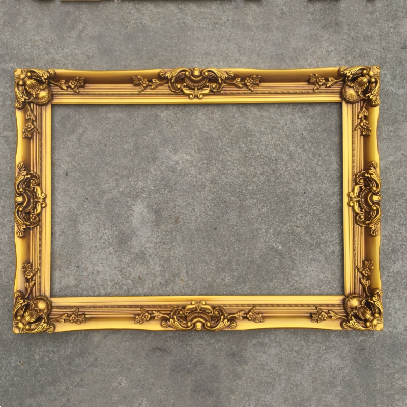 European-Style Picture Frame Solid Wood Oil Painting Frame Embossed Photo Frame Corner Flower Decoration Mirror Frame Wall Hanging Photography Wedding Photo Frame