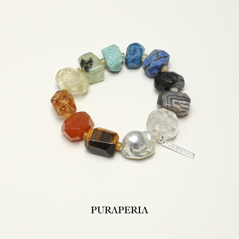 Irregular Natural Stone Large Baroque Pearl Multi-Gemstone Bracelet Niche Original Design Natural Crystal Bracelet