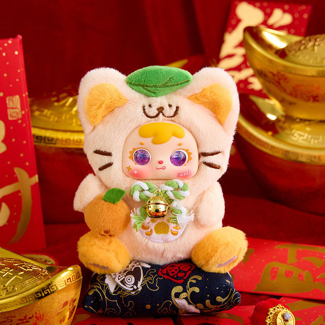 Samuel Three Little Cats Bring Wealth Series Plush Pendant Blind Box Lucky Cat Figurine New Year Gift