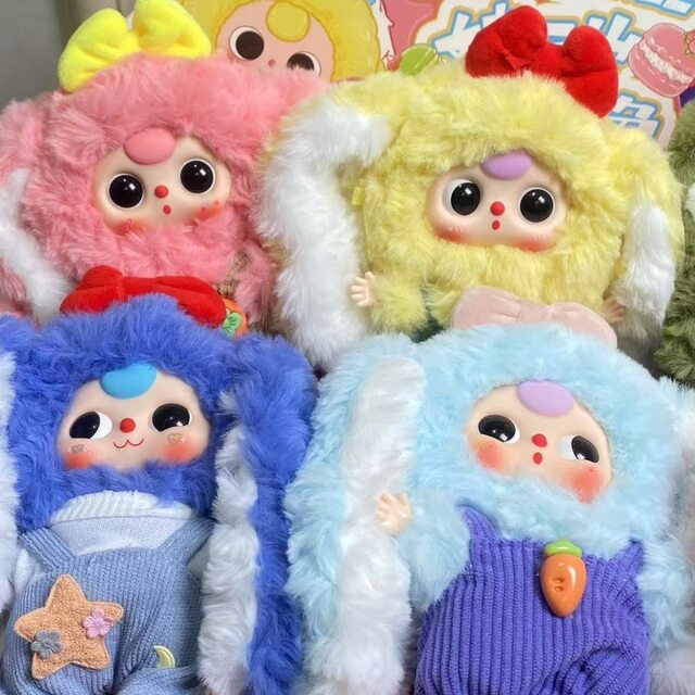 Baby Three Three-Year-Old Macaron Little Rabbit Second Generation Vinyl Plush Blind Box Doll Pendant Gift