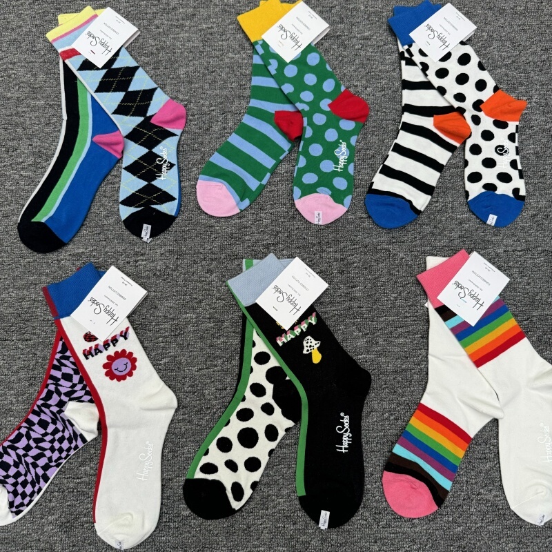 Happysocks Polka Dot Ab Version Stripesd Classic Women's Mid-Calf All-Season Pure Cotton Swedish Trendy Brand Moisture-Wicking Socks Happysocks Polka Dot Ab Version Stripesd Classic Women's Mid-Calf All-Season Pure Cotton Swedish Trendy Brand Moisture-Wicking Socks