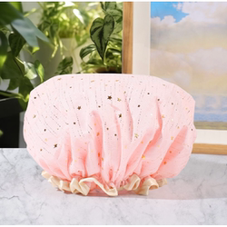 Double-layer Bath Cap Women's Waterproof Bath For Home Oil-proof Smoke Cover girl Dry Hair Film Special Bath Cap New arrival 2024