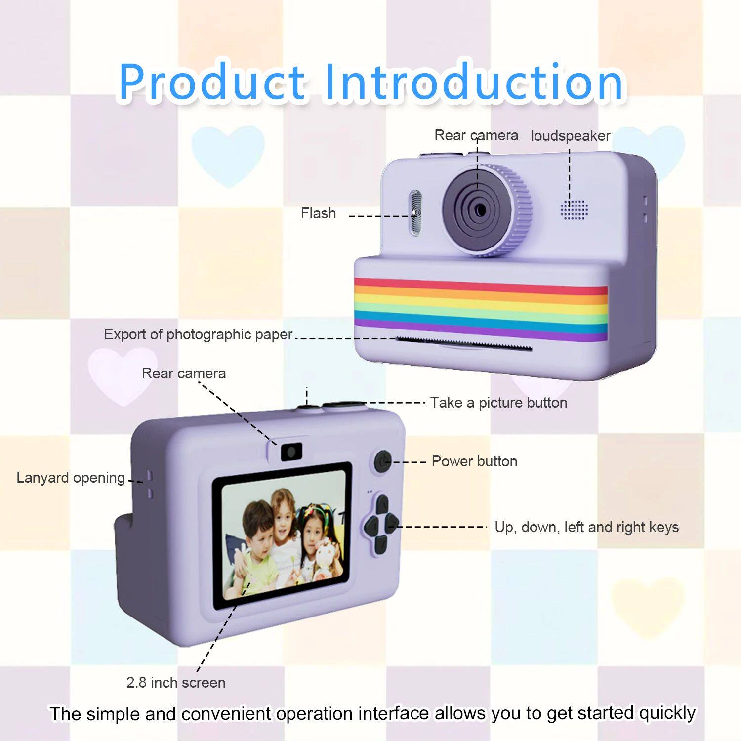 Детский фотоаппарат children's camera instant print toys, polaroid small camera,