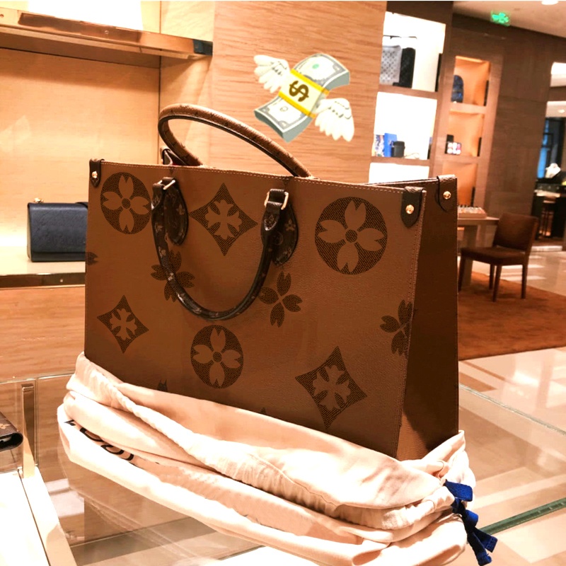 2026 New Model Genuine Leather Women's Bag with Monogram Pattern, Color-Blocking, Double-Sided Large Floral Shopping Tote, Handbag, Shoulder Bag 2026 New Model Genuine Leather Women's Bag with Monogram Pattern, Color-Blocking, Double-Sided Large Floral Shopping Tote, Handbag, Shoulder Bag