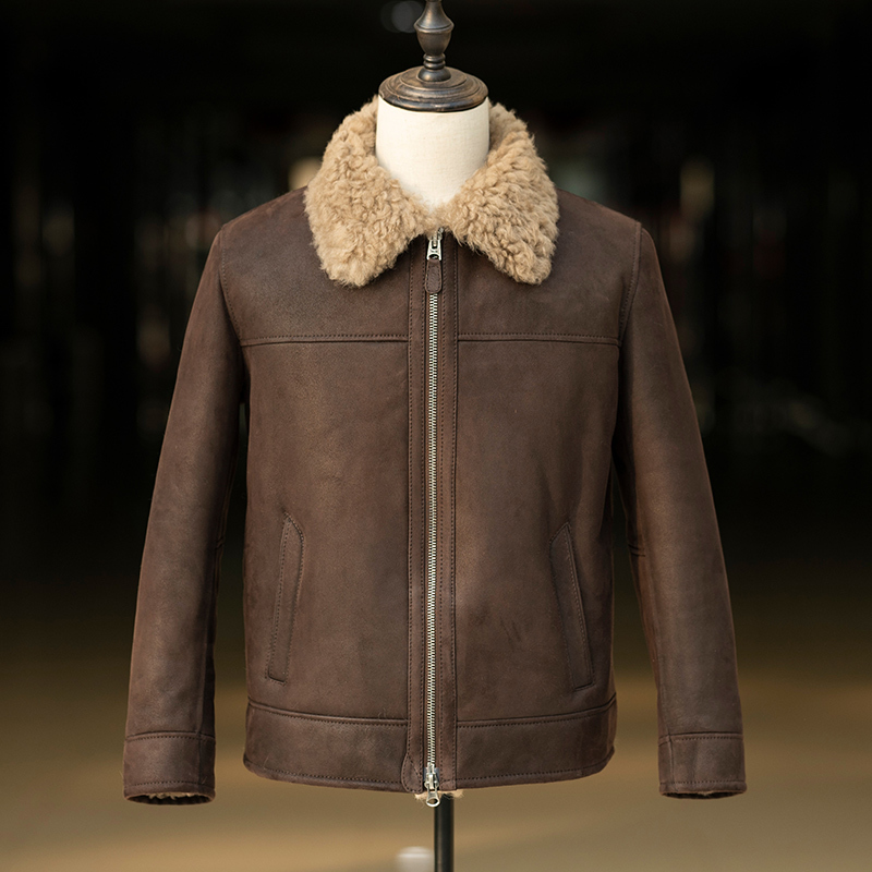 Tuscan Sheepskin Integrated Natural Lamb Soft Winter Warm Leather Jacket Simple and Stylish for Men