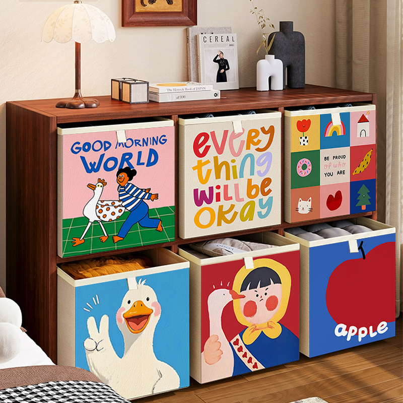 Cartoon Healing Storage Basket for Home Use, Book and Clothes Organizer, Kalek Grid Cabinet, Miscellaneous Storage Box, Foldable Cartoon Healing Storage Basket for Home Use, Book and Clothes Organizer, Kalek Grid Cabinet, Miscellaneous Storage Box, Foldable