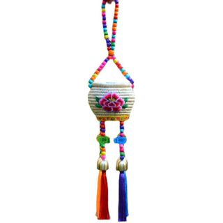 Yunnan ethnic characteristics hand-woven straw basket wind chime pendant creative home living room bedroom hanging decoration scenic spot hot sale