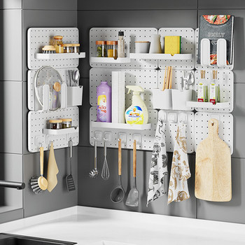 Hole-free hole board storage rack for home kitchen wall-mounted storage shelf dormitory storage combination tool organizer