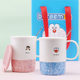 Doraemon mug, gift box for home water cup, dormitory office, ceramic water cup with lid and spoon set