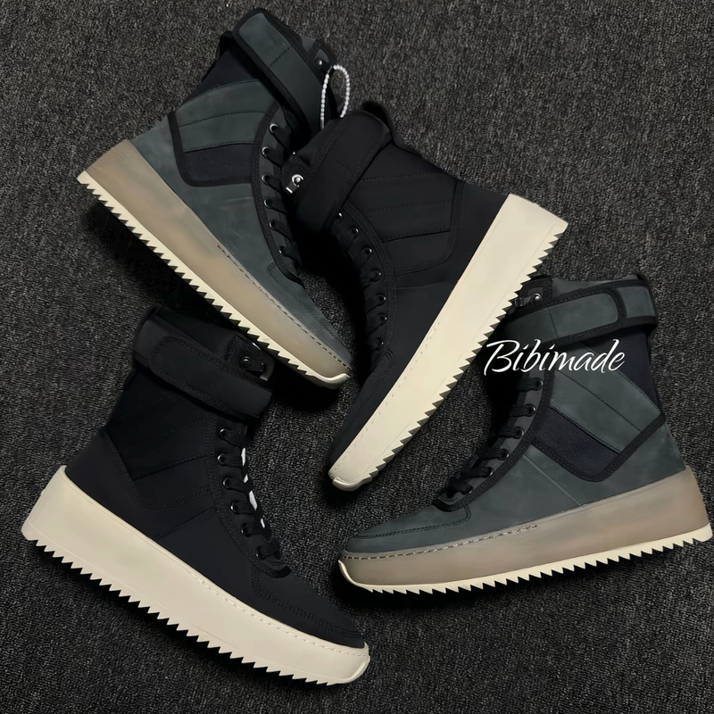Bibimade Og Black Rubber/White and Black High-Top Boots