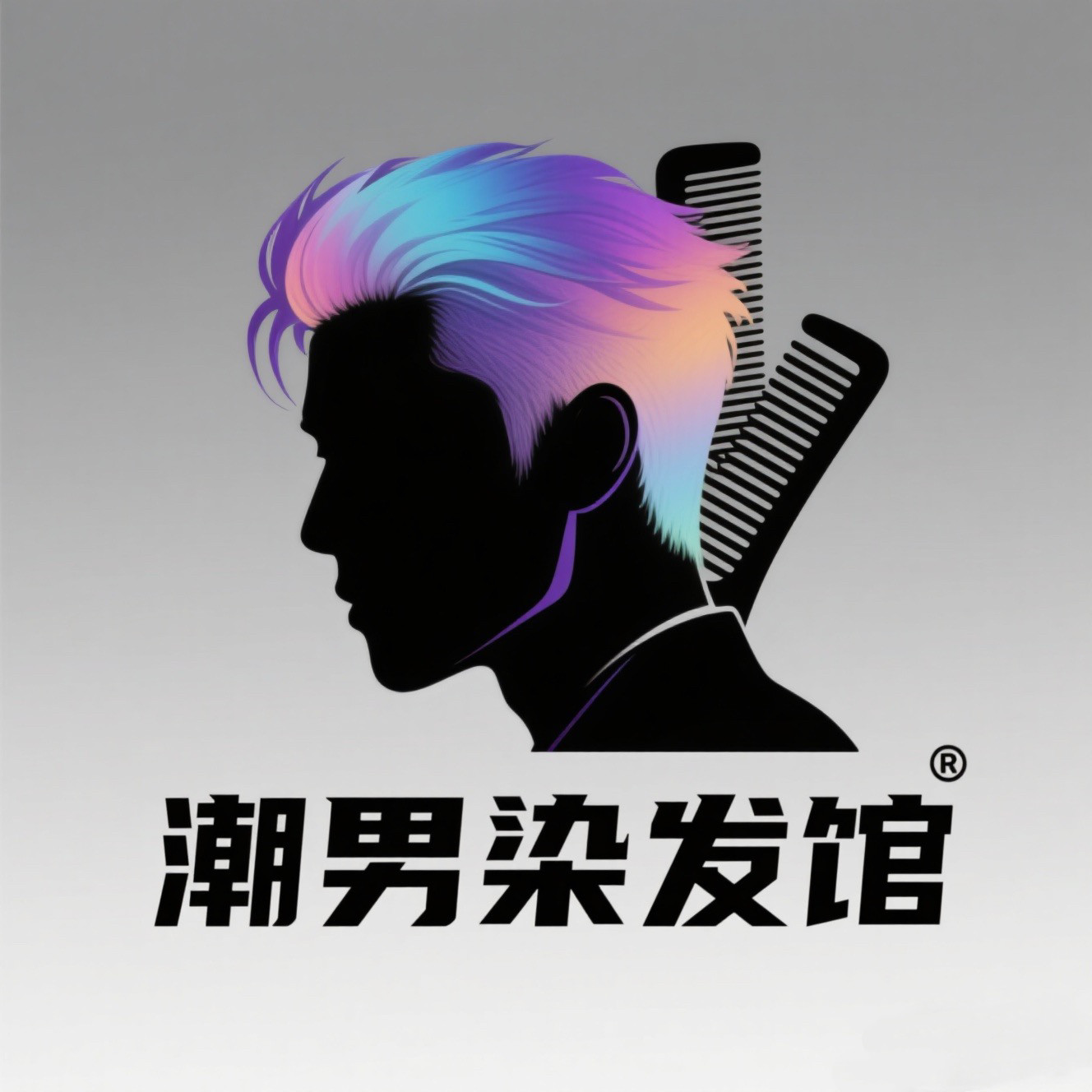潮男染发馆的LOGO