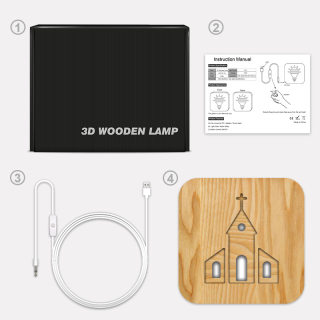 Craft solid wood hollow wood lamp creative hollow usb night light bedroom table place visit birthday christmas gift