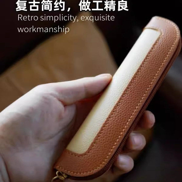 2025 New Stylish and Simple Patchwork Pencil Case Mini Niche Pencil and Pen Protective Case Portable Retro Stationery for Women