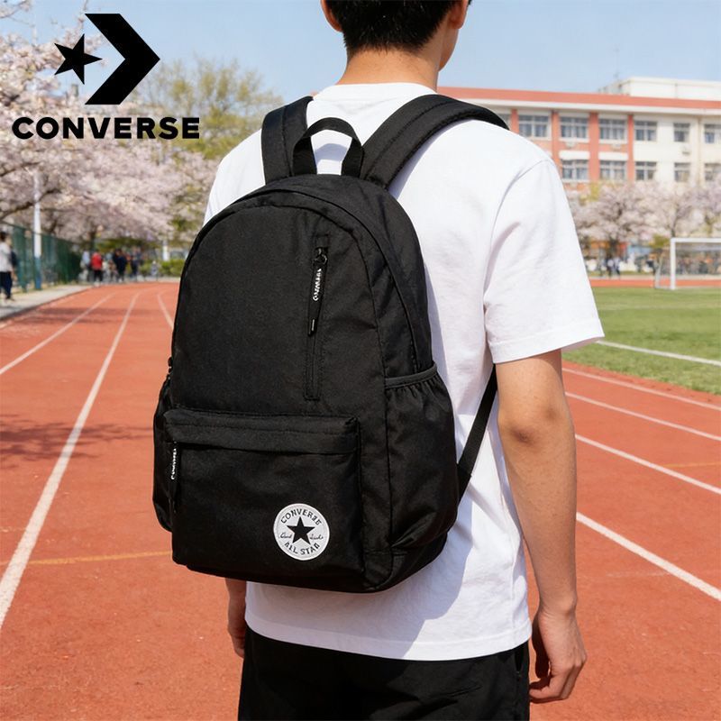 Converse Backpack, Simple Classic Style, Black School Bag for Middle and High School Students, College Students' Commuter Backpack, Travel Bag for Men and Women