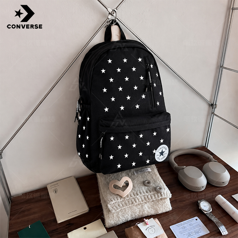 Converse Backpack with Star and Flower Design, Children's School Bag for Elementary and Middle School Students, Outdoor Durable Backpack for Boys and Girls