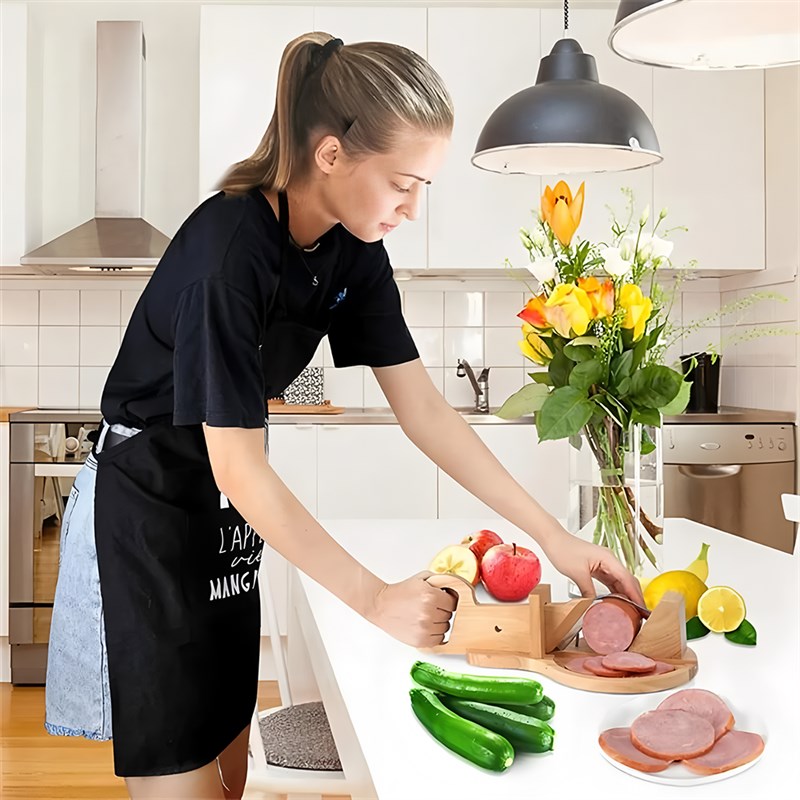 Whoosh fast! Thickened multifunctional wooden sausage root vegetable slicer cucumber ham slicing tool