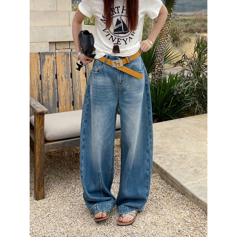 Icciicc Fashionable Craftsmanship Embroidered Scimitar Pants Deconstructed Cut Women's Jeans New Style