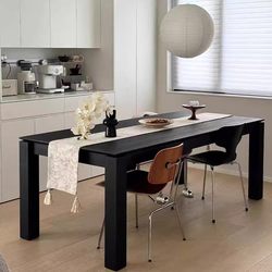 Scandinavian Solid Wood Dining Table Rectangular Modern Minimalist Living Room Ash Black Negotiation Table Office Desk Workbench