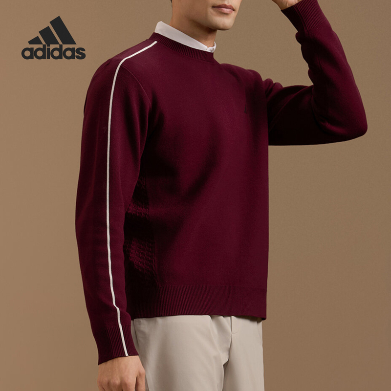 Adidas Genuine Golf Men's Round Neck Knitted Sports Pullover Long-Sleeved Sweater Kg0118 Adidas Genuine Golf Men's Round Neck Knitted Sports Pullover Long-Sleeved Sweater Kg0118