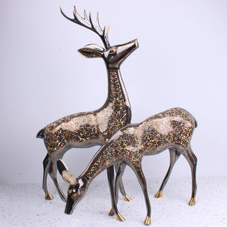 Pakistani bronze hand-carved copper sika deer imitation bronze living room entrance art decoration couple pair deer