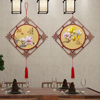 New chinese style chinese knot pendant with fish in the living room and study room decoration painting entry door porch hanging decoration wealth and blooming flowers for many years