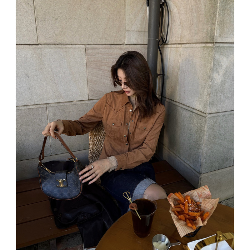 Alonesavor Long Xier Retro Hong Kong Style Woven Anti-Suede Casual Versatile Shirt J126 Alonesavor Long Xier Retro Hong Kong Style Woven Anti-Suede Casual Versatile Shirt J126