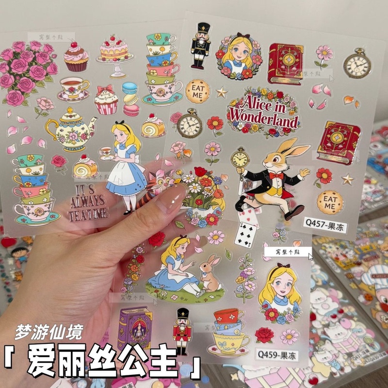 Popular Alice in Wonderland Themed Stickers, 3D Pastoral Style Mr. White Rabbit DIY Planner Tablet Guka