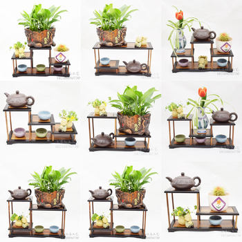 Mahogany solid wood purple sand pot shelf tea set rack small bogu rack chicken wing wood duobao pavilion display rack ornaments