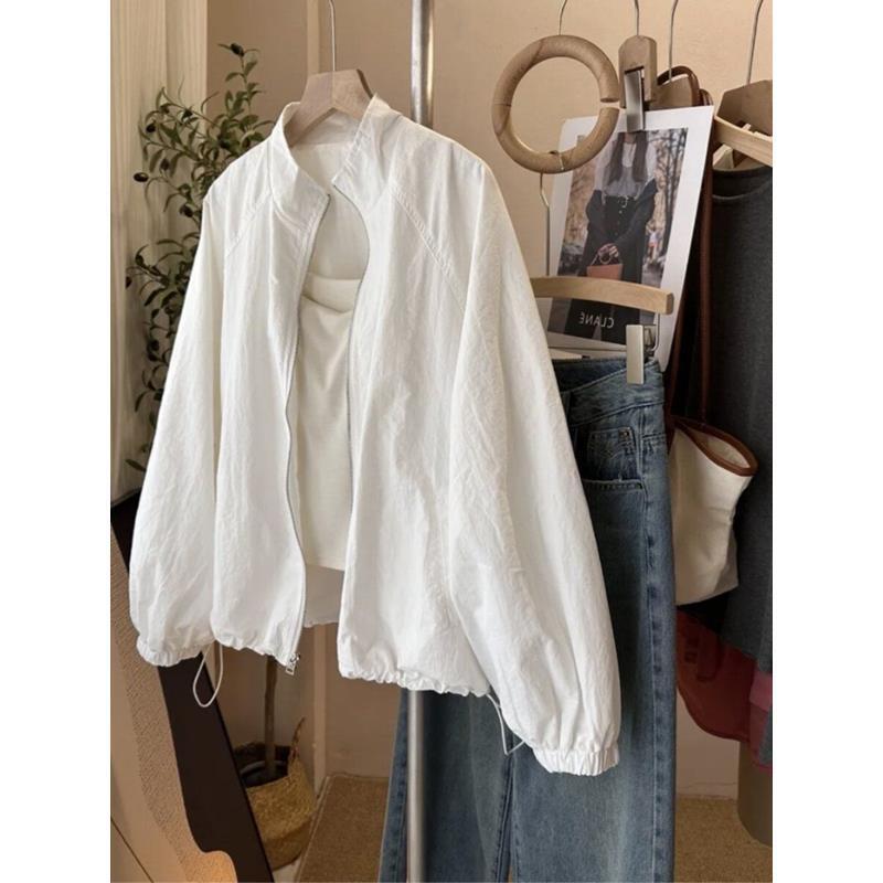Korean Sun Protection Clothing, Thin Stand-Up Collar Jacket, Casual Windbreaker, Spring and Summer Outdoor Casual Sports Jacket for Women Korean Sun Protection Clothing, Thin Stand-Up Collar Jacket, Casual Windbreaker, Spring and Summer Outdoor Casual Sports Jacket for Women