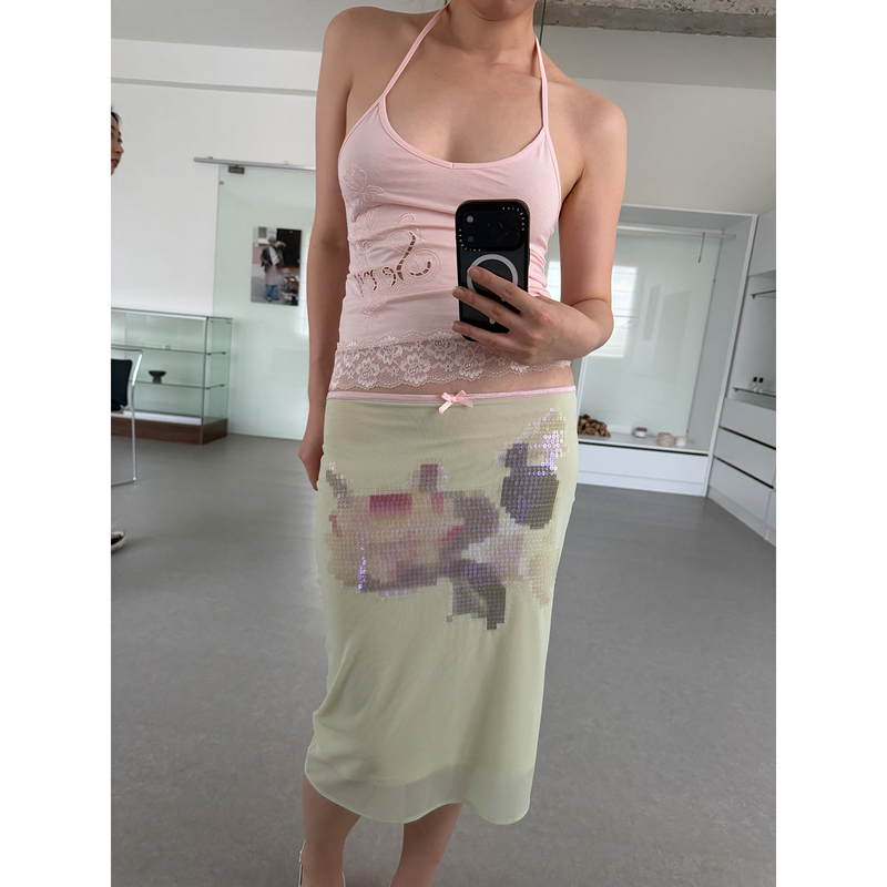 Chuye Pink Embroidered Lace Hollow-Out Pattern Halter Top Sexy Outerwear Stretchy Camisole Tank Top Chuye Pink Embroidered Lace Hollow-Out Pattern Halter Top Sexy Outerwear Stretchy Camisole Tank Top