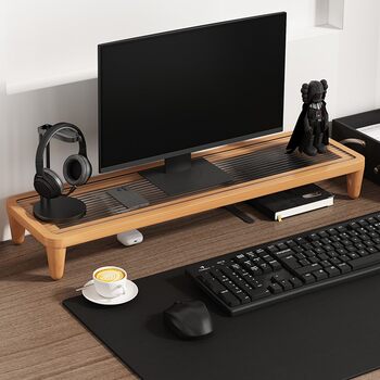 Desktop computer increased elevated office desk storage rack solid wood simple monitor base elevated rack