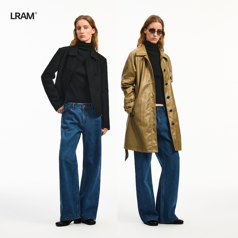 Lram Classic Retro Washed Blue Mid-High Waist Straight-Leg Jeans Lm2630631 Lram Classic Retro Washed Blue Mid-High Waist Straight-Leg Jeans Lm2630631