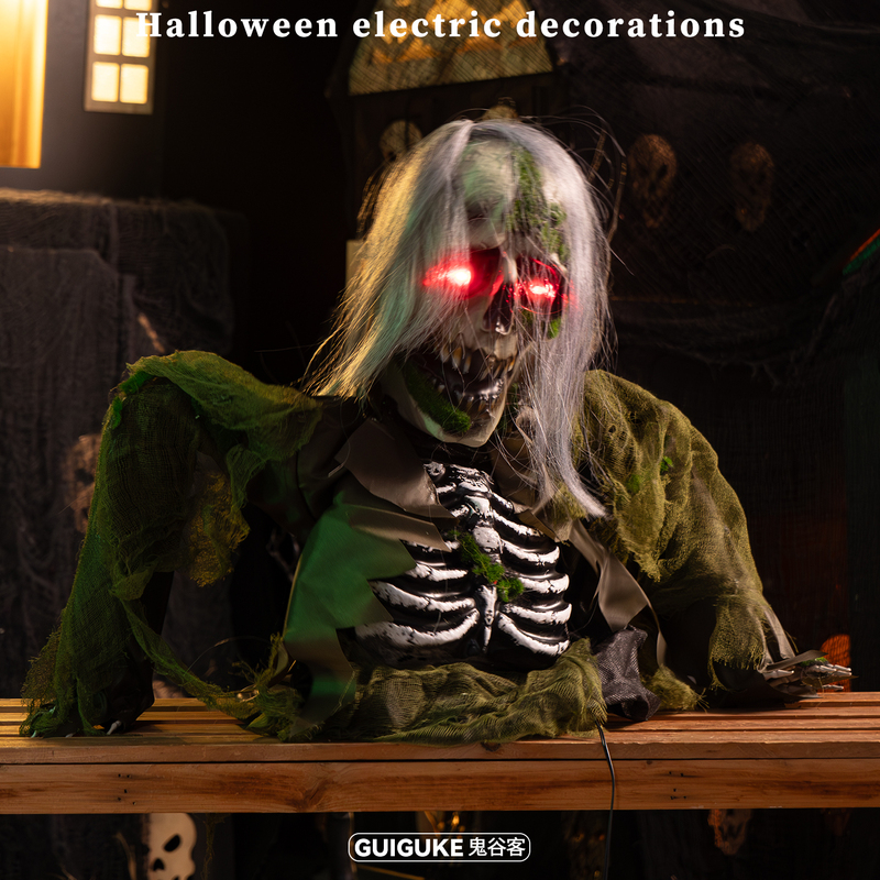 Halloween Half-Body Crazy Swinging Skeleton Zombie Electric Sensor Haunted House Secret Room Horror Atmosphere Decoration Ornament Halloween Half-Body Crazy Swinging Skeleton Zombie Electric Sensor Haunted House Secret Room Horror Atmosphere Decoration Ornament