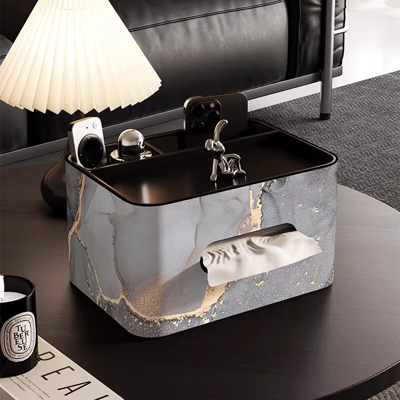 British Light Luxury Ins-Style Living Room Tissue Box with a High-End Feel, Multifunctional Storage for Tissues, Coffee Table, and Remote Control