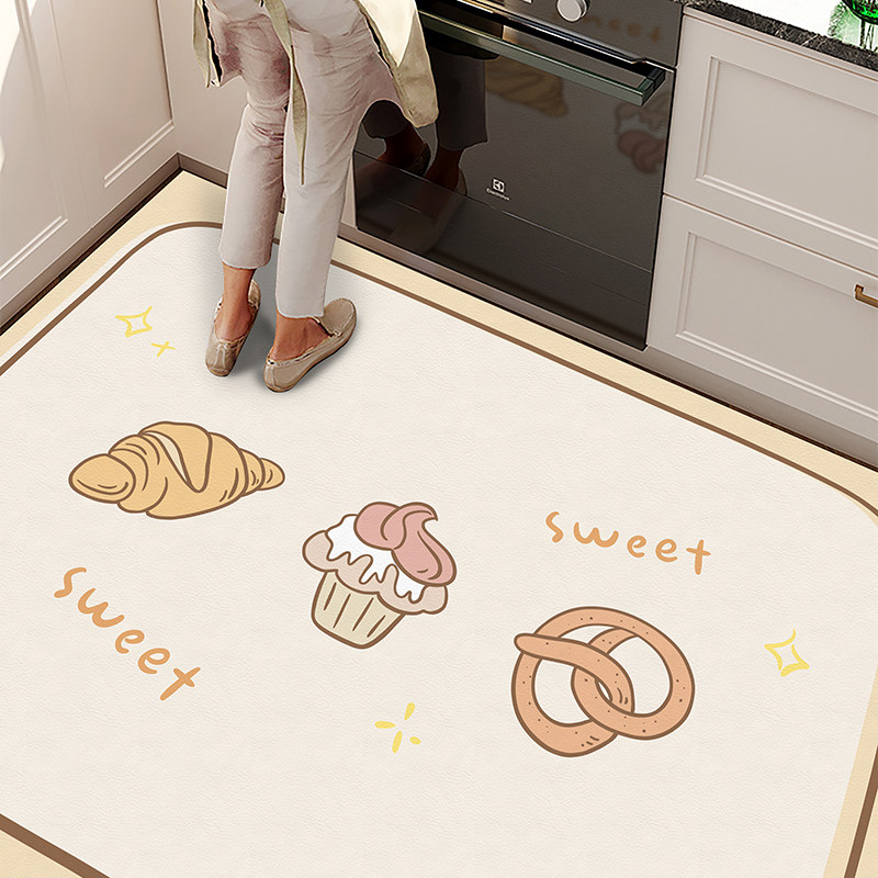 Pvc leather kitchen floor mats wipeable and stain-resistant door mats wipeable and washable waterproof, oil-proof and non-slip simple carpet