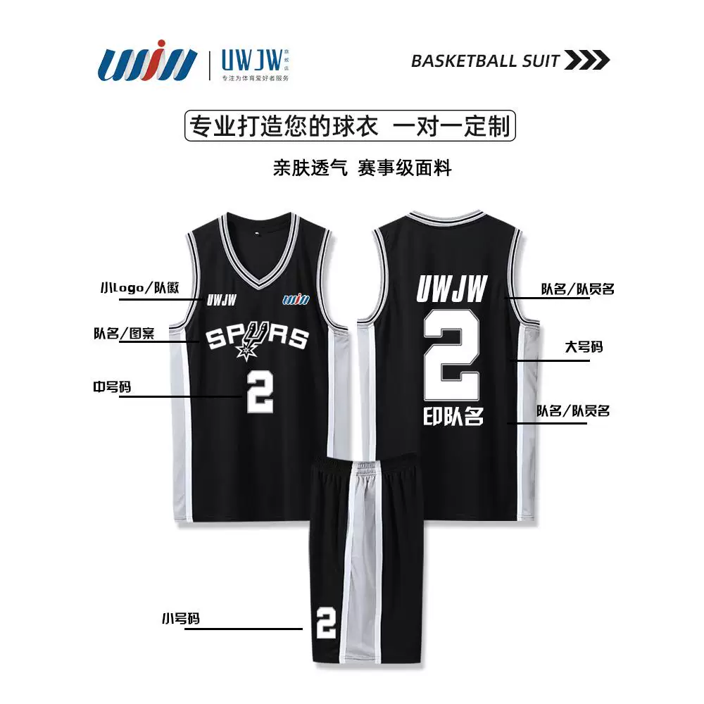 Футболка Spurs Юниформ Джерси Венбан Яма №1 Polo Ralph Lauren Duncan Ginobili Leonard Parker мужской набор костюма для баскетбола