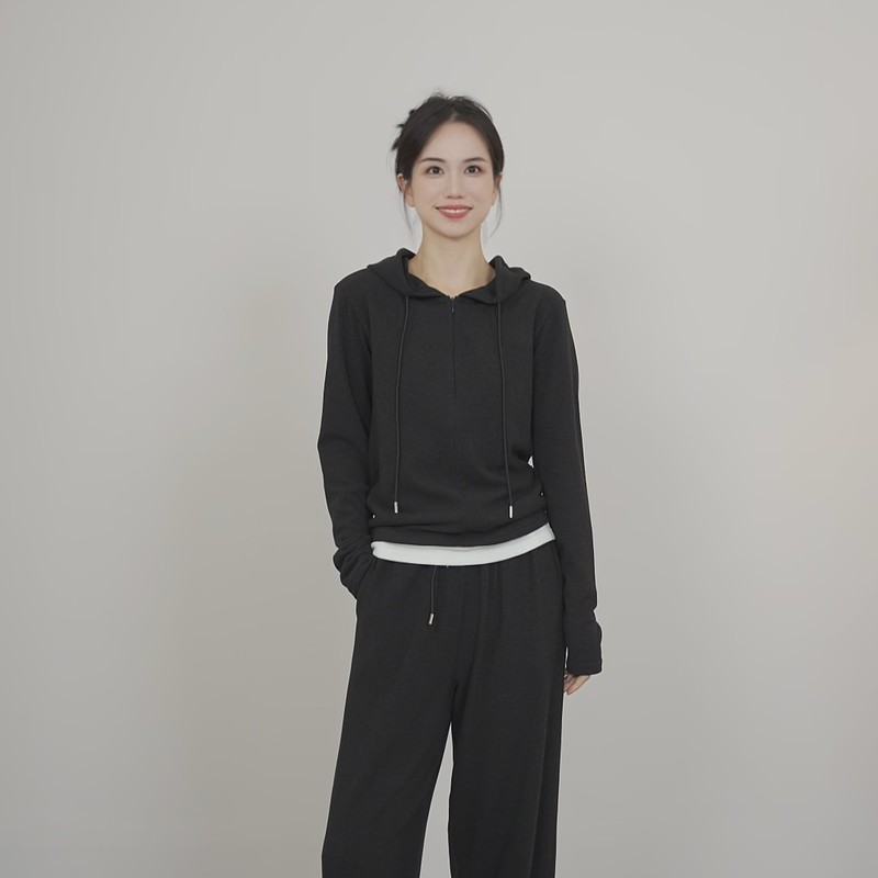 Xiaohe【Glutinous Rice Set】German Bayer Velvet 3.0 Fake Two-Piece Sweatshirt Soft Wide-Leg Pants Casual Set