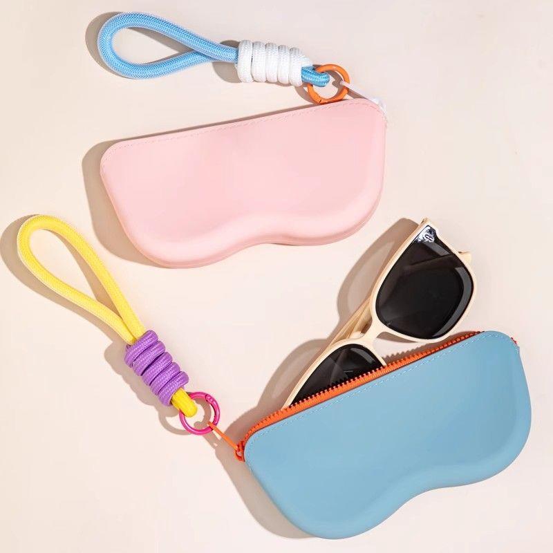Candy Color-Blocking Glasses Bag, Sunglasses Protective Case, Storage Bag, Travel Portable Silicone Glasses Case