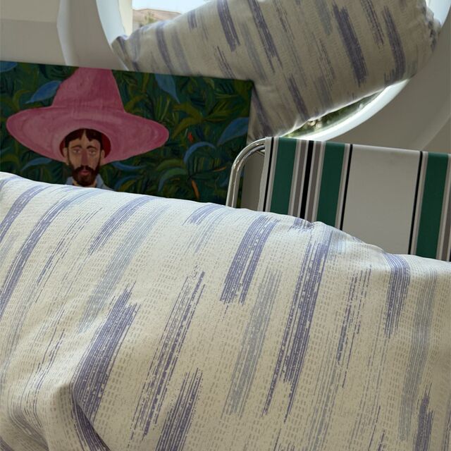 Nordic style simple blue striped cotton old coarse cloth bed sheets and bed cover single piece linen protective cover girl's heart cloth